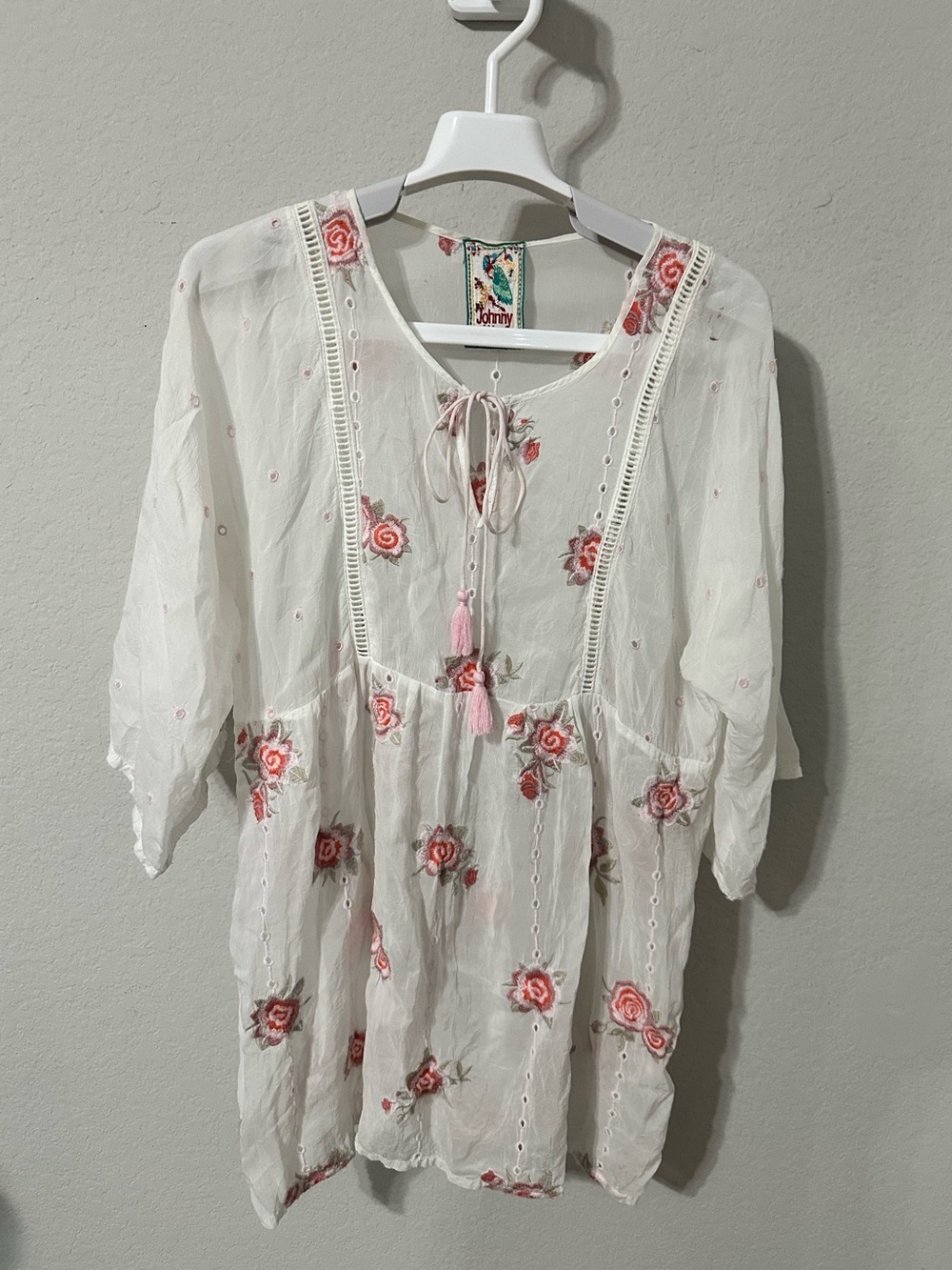 Johnny Was Nova tassel white embroidered top in size Small. - Picture 2 of 10